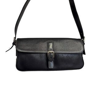 Coach 7784 vintage y2k black leather east west baguette shoulder bag